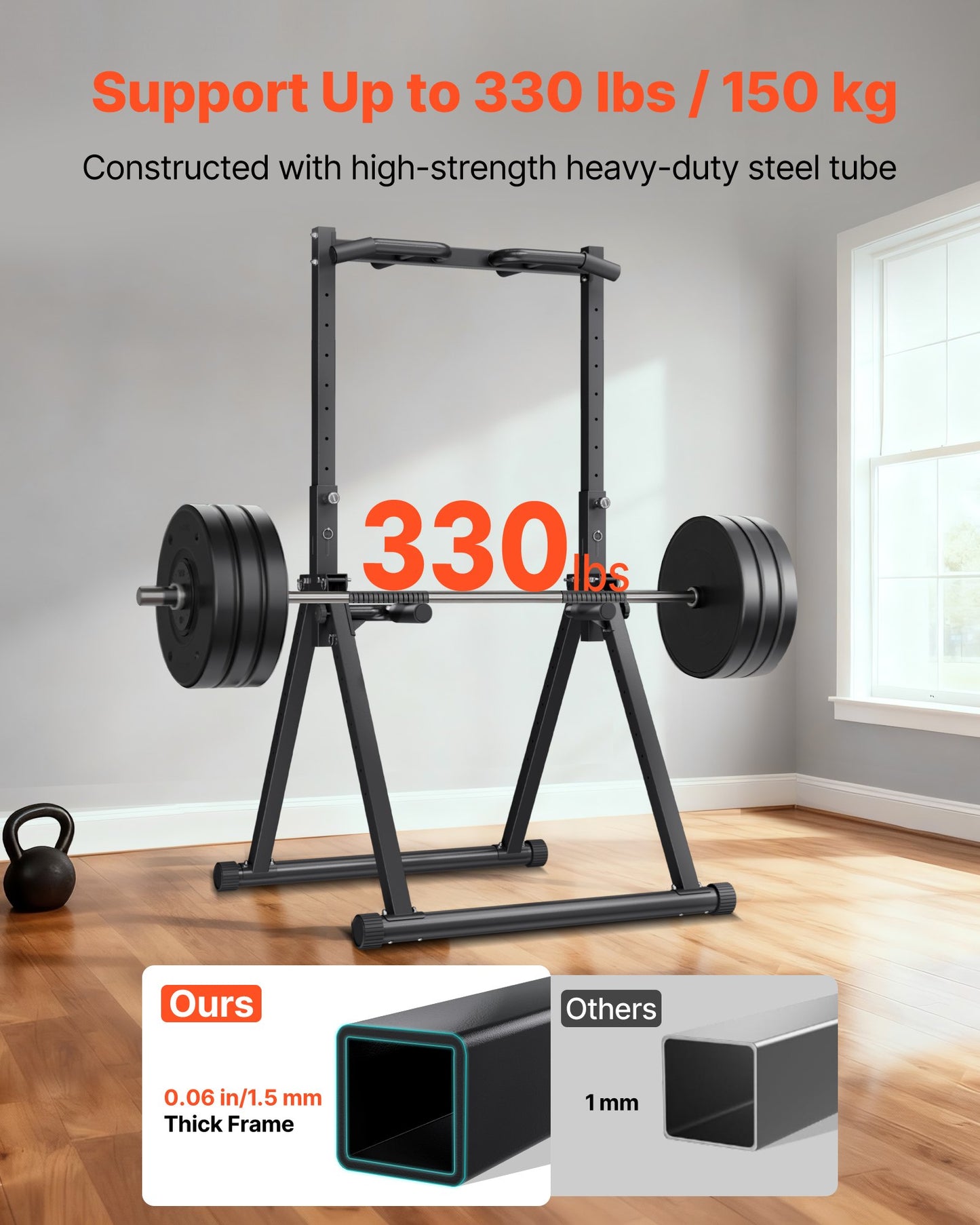 Pull Up Bar, 330LBS Capacity Portable Pullup Bar Station, Pullup Bars Free Standing with Triangular Structure & Heavy-Duty Steel Tube, 9 Level Height Adjustment Gravity Fitness for Arms, Back