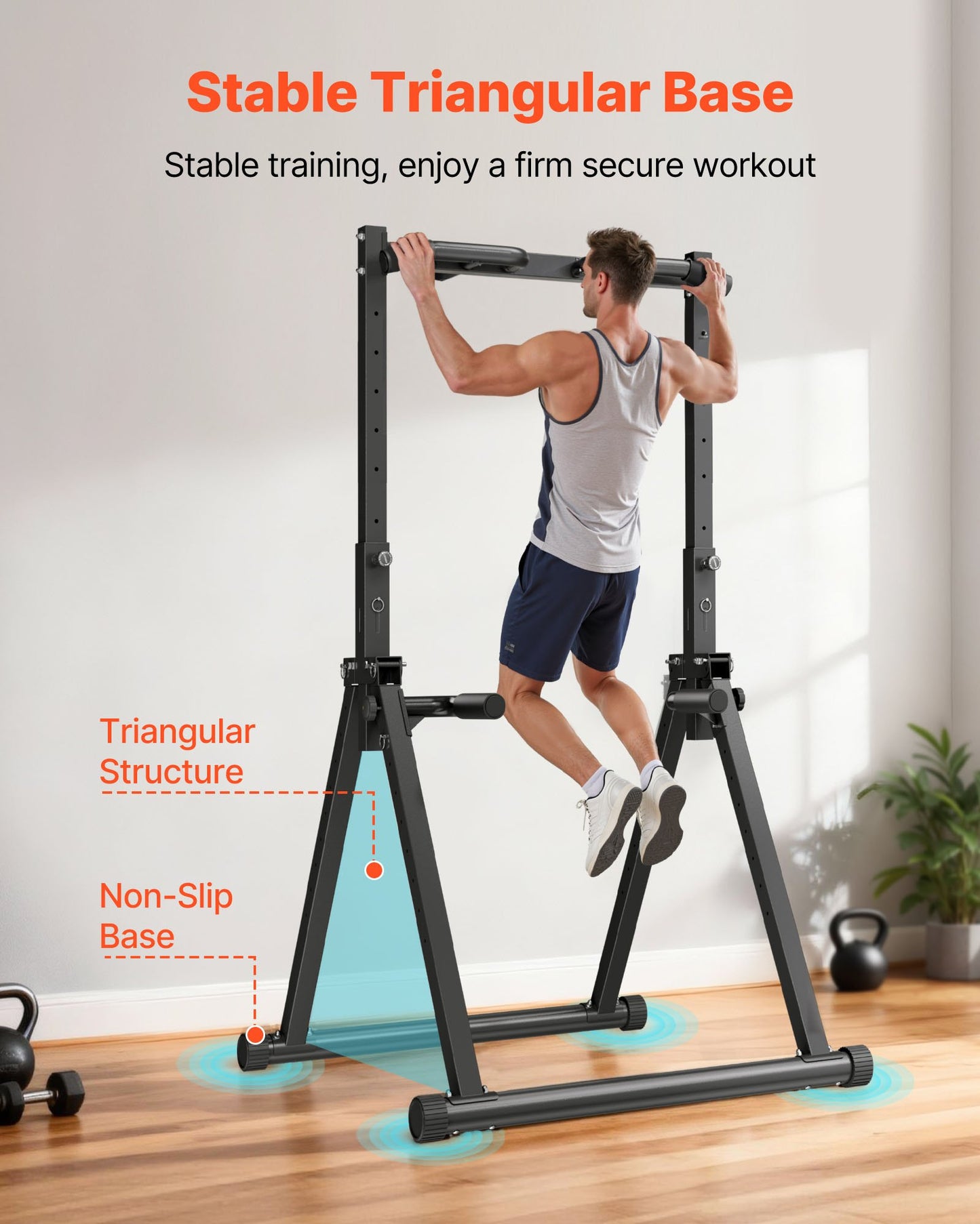 Pull Up Bar, 330LBS Capacity Portable Pullup Bar Station, Pullup Bars Free Standing with Triangular Structure & Heavy-Duty Steel Tube, 9 Level Height Adjustment Gravity Fitness for Arms, Back