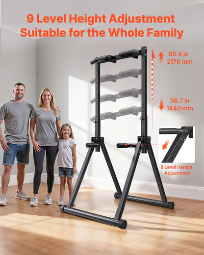 Pull Up Bar, 330LBS Capacity Portable Pullup Bar Station, Pullup Bars Free Standing with Triangular Structure & Heavy-Duty Steel Tube, 9 Level Height Adjustment Gravity Fitness for Arms, Back
