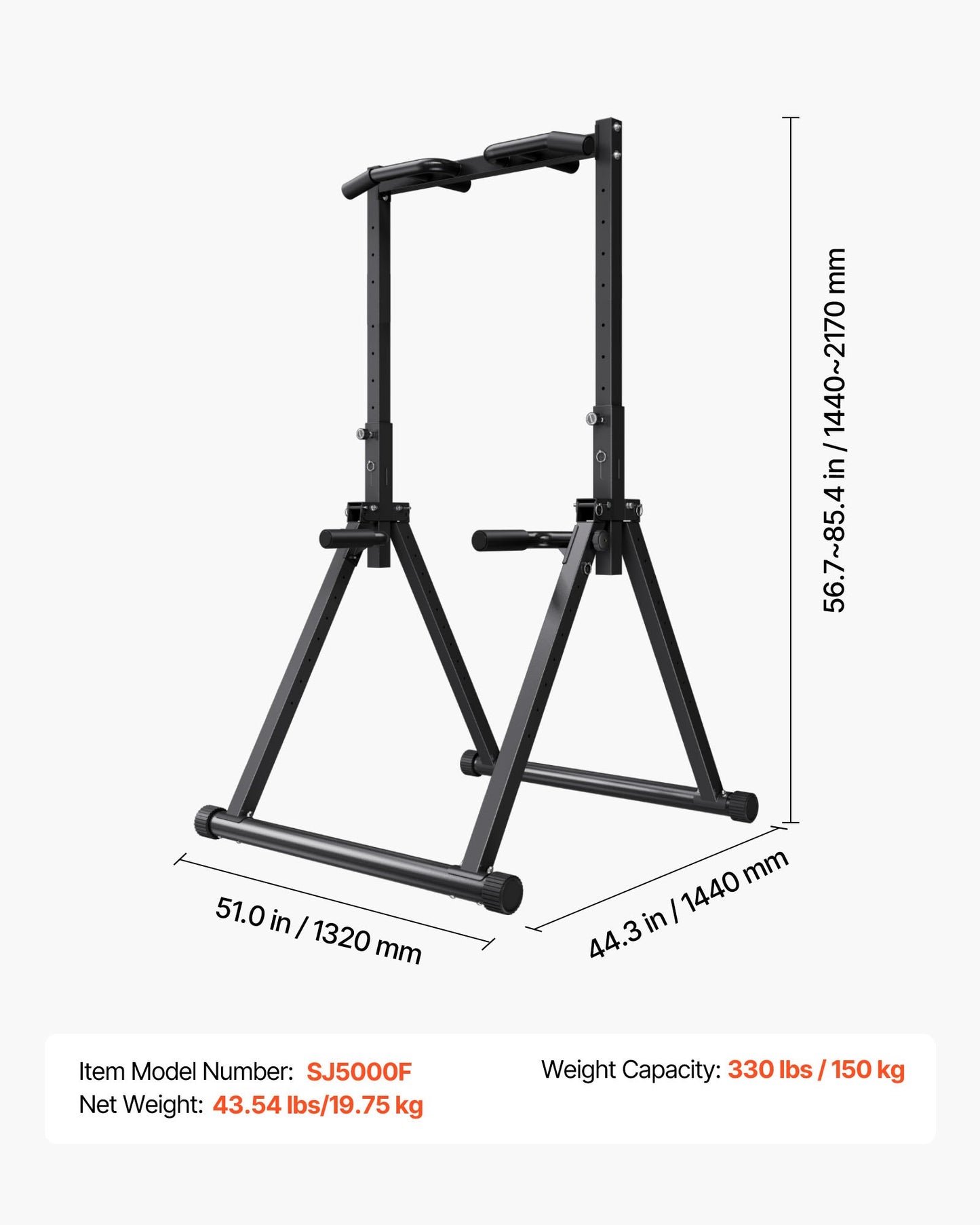 Pull Up Bar, 330LBS Capacity Portable Pullup Bar Station, Pullup Bars Free Standing with Triangular Structure & Heavy-Duty Steel Tube, 9 Level Height Adjustment Gravity Fitness for Arms, Back