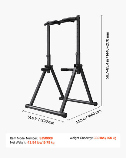 Pull Up Bar, 330LBS Capacity Portable Pullup Bar Station, Pullup Bars Free Standing with Triangular Structure & Heavy-Duty Steel Tube, 9 Level Height Adjustment Gravity Fitness for Arms, Back