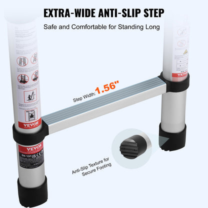 Teleskop-Ausziehleiter 16,5 ft A-Form mit Stabilisatorstange für Wohnmobil