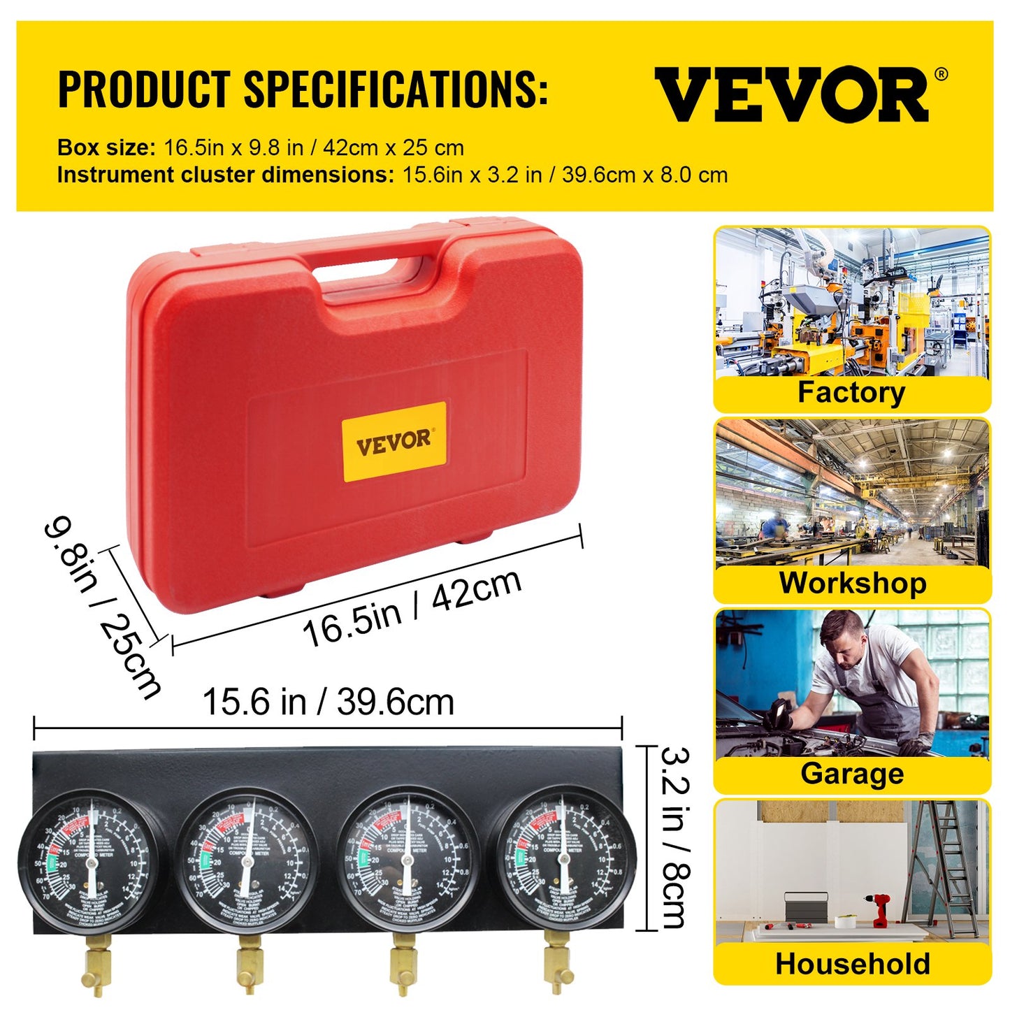Bestauto Fuel Vacuum Carburetor Synchronize Tool Kit Fuel Vacuum Carburetor Synchronizer carb sync Gauge Set with Rubber Hose
