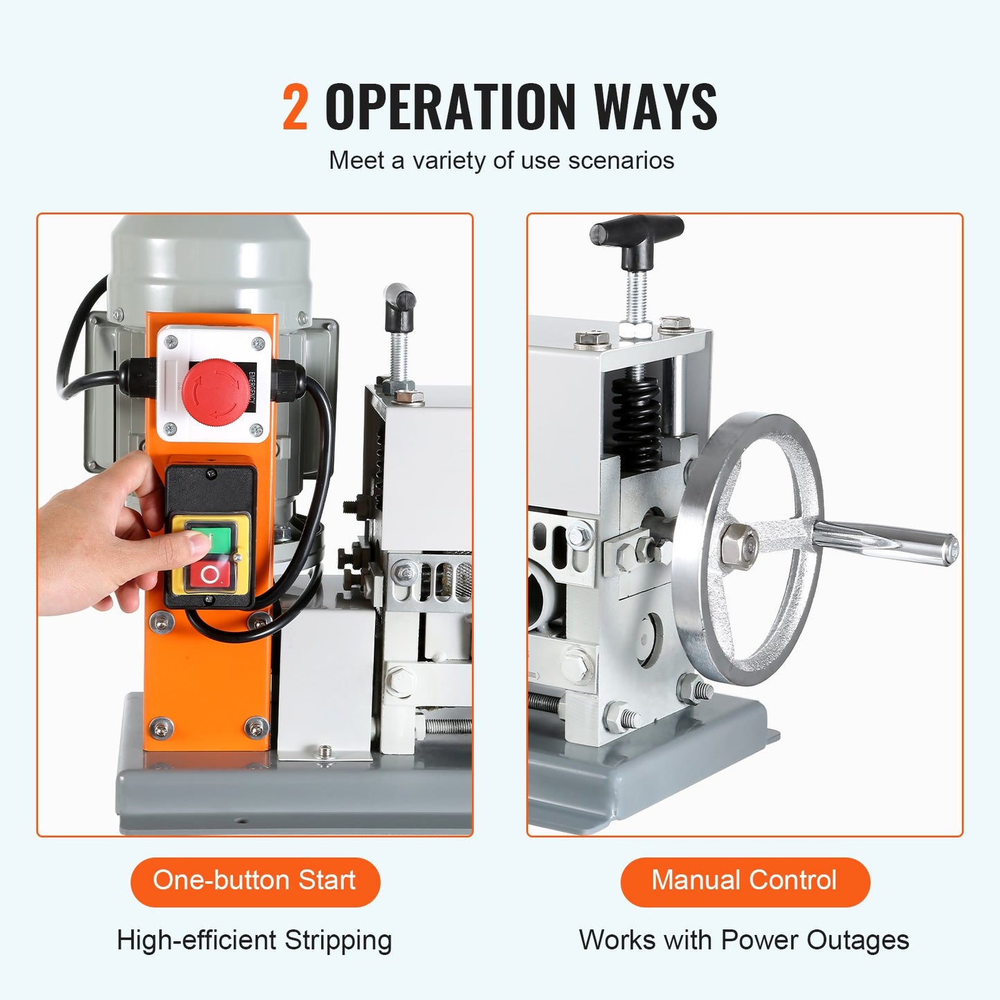 Electric Cable Stripping Tool, 0.06''-1.57'' Motorized Wire Stripper, 370 W, 88 ft/min, Includes Manual Crank & 11 Channels, Ideal for Copper Scrap Recycling