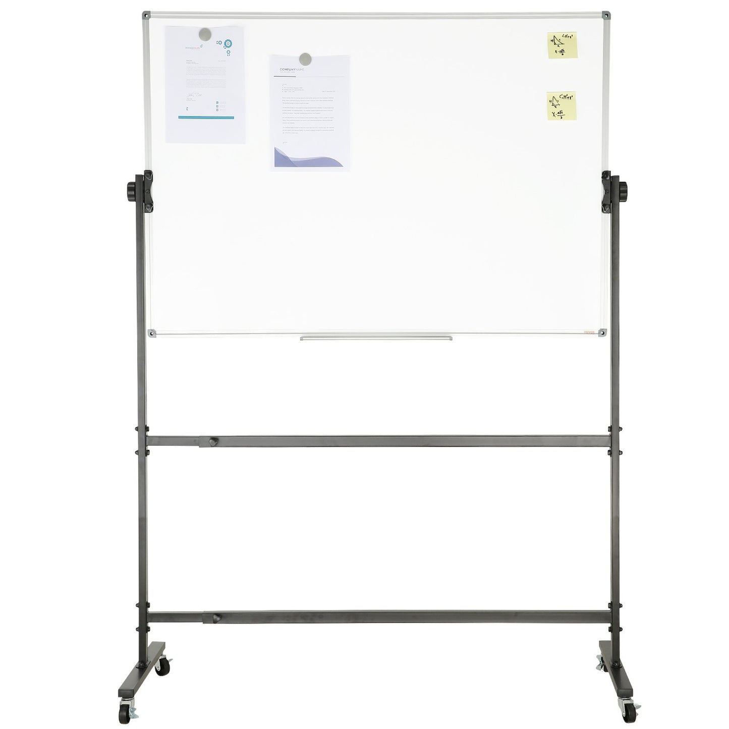 Rollbares Whiteboard, 48 x 32 Zoll doppelseitiges magnetisches mobiles Whiteboard, 360° wendbare, höhenverstellbare Trockenlöschtafel mit Rädern und abnehmbarem Tablett für die Büroschule