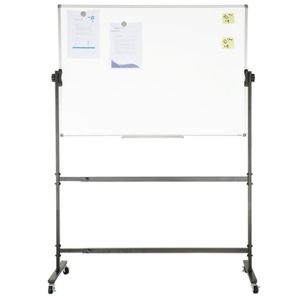Rollbares Whiteboard, 48 x 32 Zoll doppelseitiges magnetisches mobiles Whiteboard, 360° wendbare, höhenverstellbare Trockenlöschtafel mit Rädern und abnehmbarem Tablett für die Büroschule