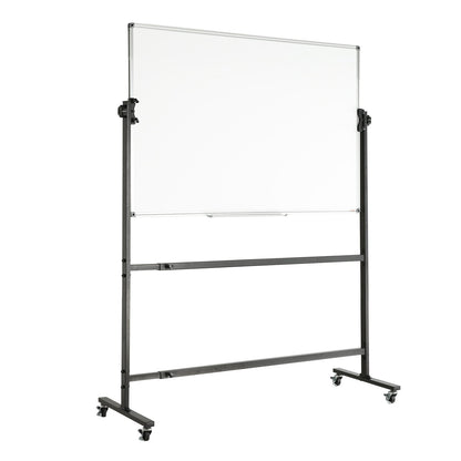 Rollbares Whiteboard, 48 x 32 Zoll doppelseitiges magnetisches mobiles Whiteboard, 360° wendbare, höhenverstellbare Trockenlöschtafel mit Rädern und abnehmbarem Tablett für die Büroschule