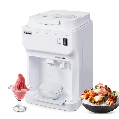 Commercial Ice Shaver Crusher, 220lbs Per Hour Electric Snow Cone Maker with 4L Ice Cube Box, 350W 1500RPM Tabletop Shaved Ice Machine for Parties Events Bar, Home and Commercial Use (White)