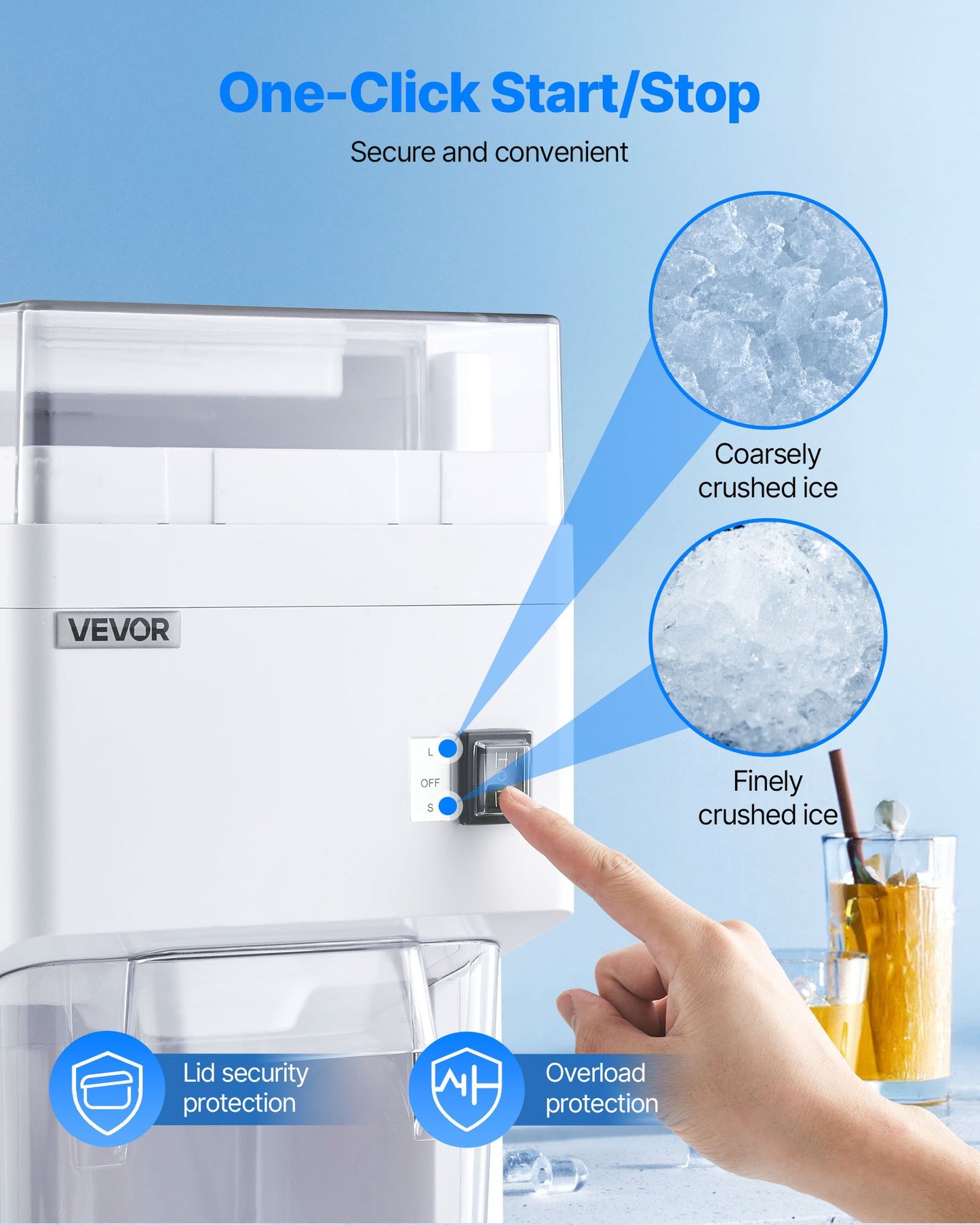 Commercial Ice Shaver Machine, 1.91QT /1.8L Large Electric Ice Cube Crusher Shaved Maker with 300W Premium Motor, Stainless Steel Blades, for Bar Mixing Seafood Preservation Home Party, White