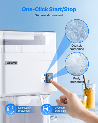 Commercial Ice Shaver Machine, 1.91QT /1.8L Large Electric Ice Cube Crusher Shaved Maker with 300W Premium Motor, Stainless Steel Blades, for Bar Mixing Seafood Preservation Home Party, White