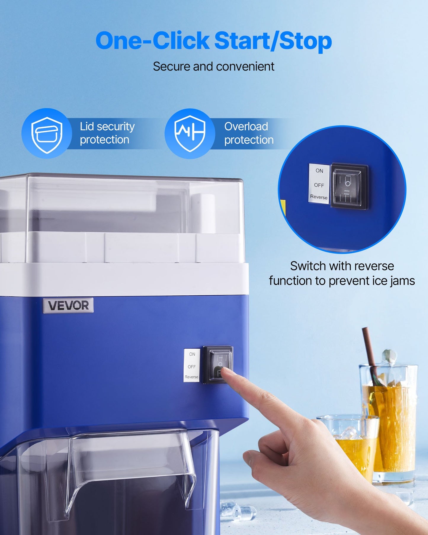 Commercial Ice Shaver Machine, 1.91QT /1.8L Large Electric Snow Cone Machine, Fine & Fluffy with 300W Motor, Stainless Steel Blades, Shaved Ice Maker for Dessert Shop Home Party Restaurant, Blue