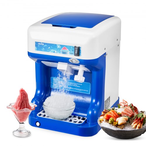 Commercial Ice Shaver Crusher, 286lbs Per Hour Electric Snow Cone Maker with 2L Ice Cube Box, 250W 1500RPM Tabletop Shaved Ice Machine for Parties Events Snack Bar, Home and Commercial Use (Blue)