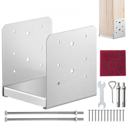 6"x 6" Post Base, 1Pcs Stainless Steel Adjustable Post Anchor Bracket(Internal 5.9 x 5.5"), Adjustable Post Base for Pavilion Deck Porch Handrail Railing Support Decorative Anchor Plate