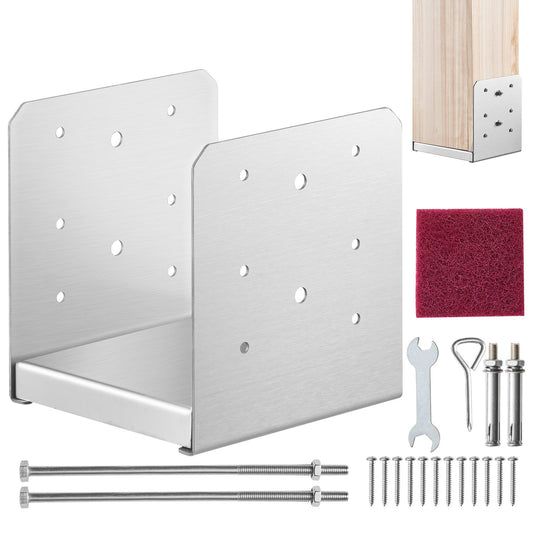 152,4x152,4 stolpbas, 1 st justerbar stolpeankarfäste i rostfritt stål (intern 150 x 139,7), justerbar stolpbas för paviljongdäck Veranda ledstångsräcke dekorativ förankringsplatta