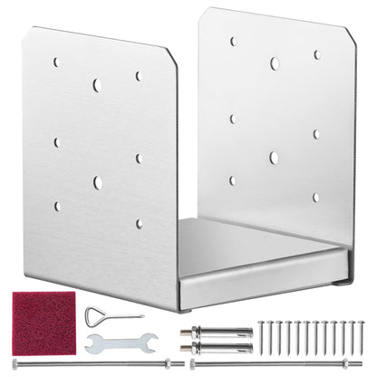 152,4x152,4 stolpbas, 1 st justerbar stolpeankarfäste i rostfritt stål (intern 150 x 139,7), justerbar stolpbas för paviljongdäck Veranda ledstångsräcke dekorativ förankringsplatta