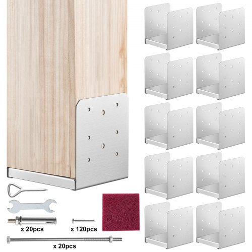 6"x 6" Post Base, 10Pcs Stainless Steel Adjustable Post Anchor Bracket(Internal 5.9 x 5.5"), Adjustable Post Base for Pavilion Deck Porch Handrail Railing Support Decorative Anchor Plate
