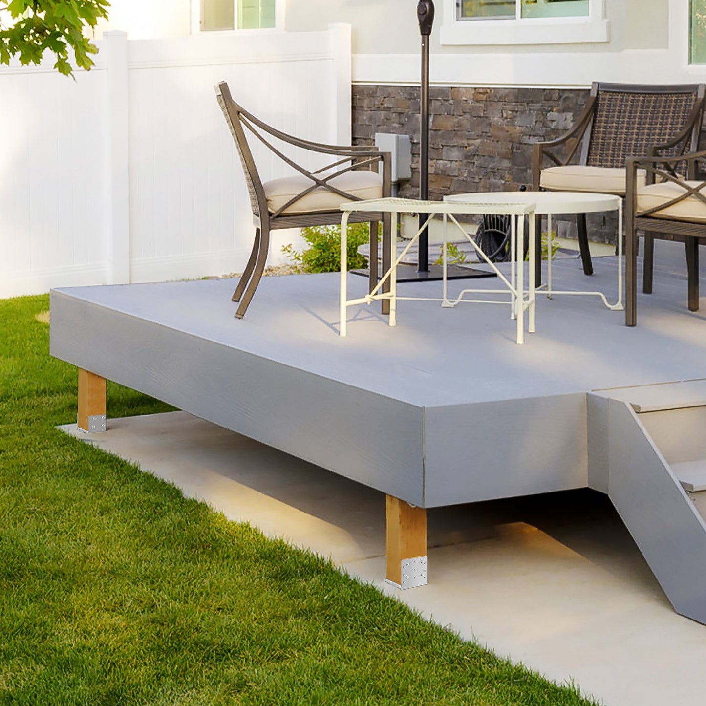 8"x 8" Post Base, 1Pcs Stainless Steel Adjustable Post Anchor Bracket(Internal 7.8 x 7.3"), Adjustable Post Base for Pavilion Deck Porch Handrail Railing Support Decorative Anchor Plate