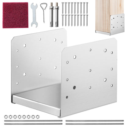 203,2x203,2mm stolpbas, 1st justerbar stolpeankarfäste i rostfritt stål (intern 198 x 185), justerbar stolpbas för paviljongdäck veranda ledstångsräcke dekorativ förankringsplatta