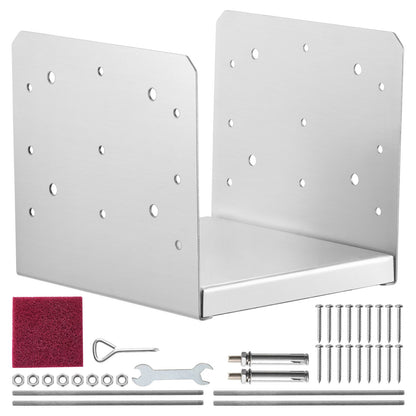 203,2x203,2mm stolpbas, 1st justerbar stolpeankarfäste i rostfritt stål (intern 198 x 185), justerbar stolpbas för paviljongdäck veranda ledstångsräcke dekorativ förankringsplatta