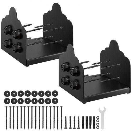 8x8 Post Base 2 Pcs, Inner Size 7.9x7.5 inch / 200x190 mm Post Brackets, Heavy Duty Carbon Steel Decking Posts, Wood Posts Brackets for Pavilion Deck Railing Support Deck Base Plate, Black
