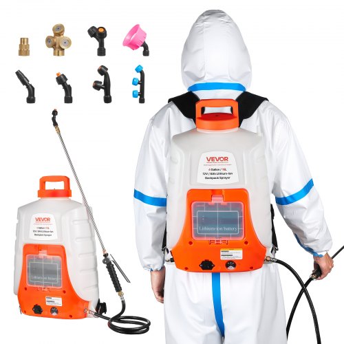 Battery Powered Backpack Sprayer, 4 Gallons Electric Lawn Sprayer with 8 Nozzles & 2 Telescopic Wands, 90PSI Adjustable Pressure, 4-6 Hour Runtime, Yard Sprayers for Lawn and Garden