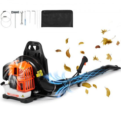 Backpack Leaf Blower, 52CC 2-Cycle Leaf Blower with 1.37L Fuel Tank, 480CFM Air Volume 175MPH Speed, Ideal for Lawn Care, Leaf Cleaning, and Snow Removal
