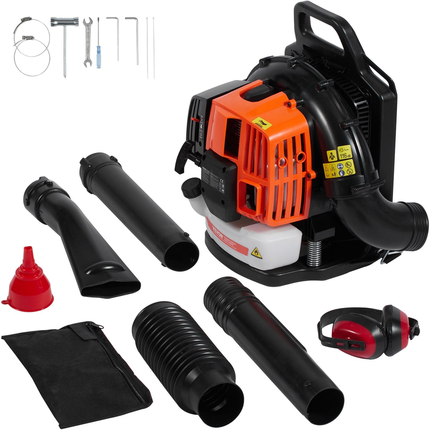 Rucksack-Laubbläser, 62 CC, 2-Takt-Benzin-Laubbläser, 1110 CFM Luftvolumen