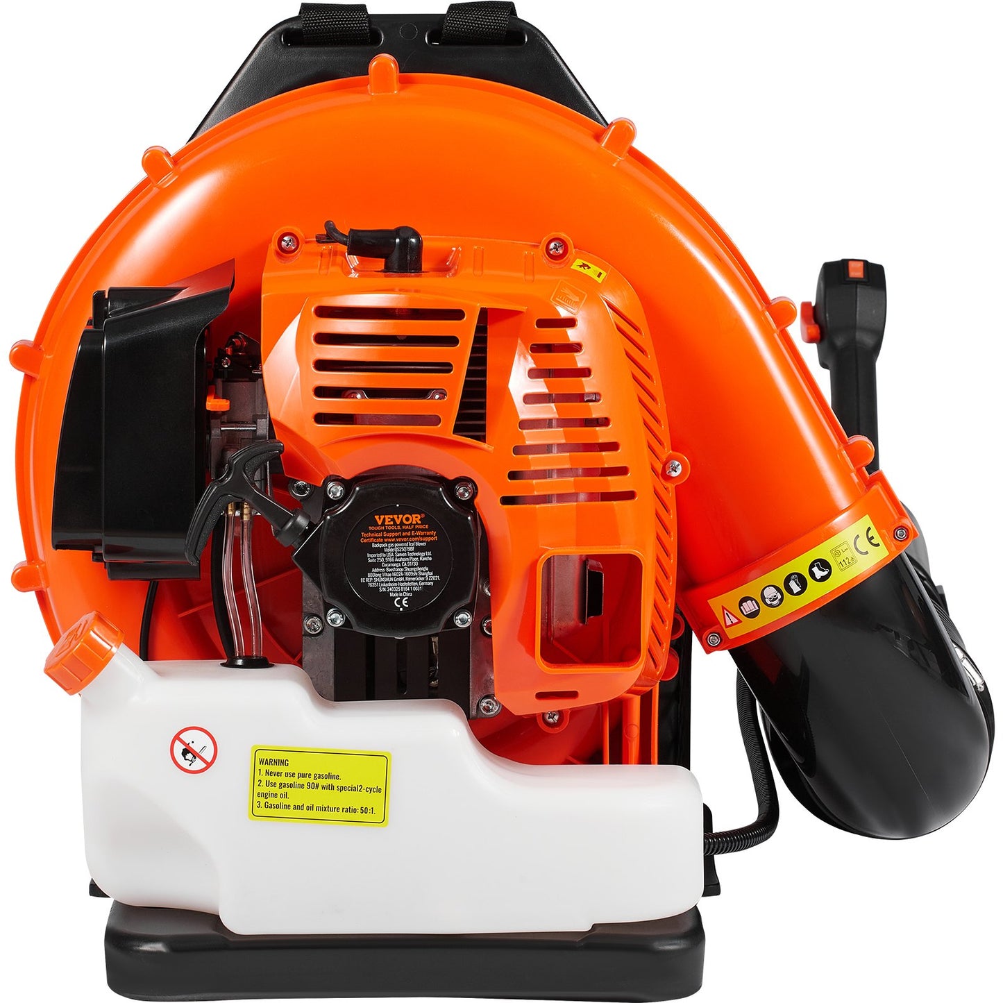 Laubbläser als Rucksack, 79 CC, 2-Takt-Benzin-Laubbläser, 930 CFM, Luftvolumen, 184 MPH