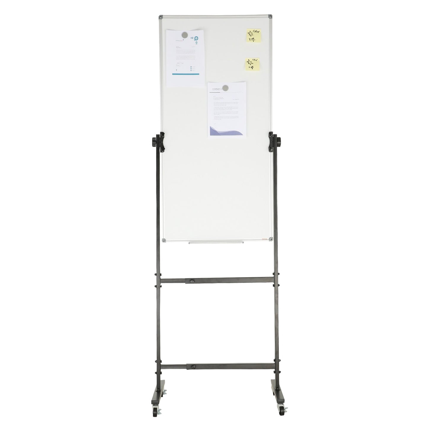 Magnetisches Whiteboard mit Rollen, doppelseitiges mobiles Whiteboard 24 x 48 Zoll, höhenverstellbares Whiteboard mit Rädern, 1 magnetischer Radiergummi und 3 Whiteboard-Markern und abnehmbarer Ablage für Büro und Schule