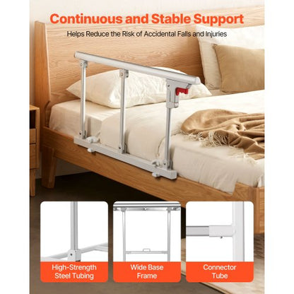 Hopfällbar sänggrind för äldre, 70 cm sängkant med fästrem, justerbar höjd, sängkant i metall med hög hållfasthet, handskydd för äldre personer, passar king size-säng, queen size-säng, full size-säng och twin-säng |  EU
