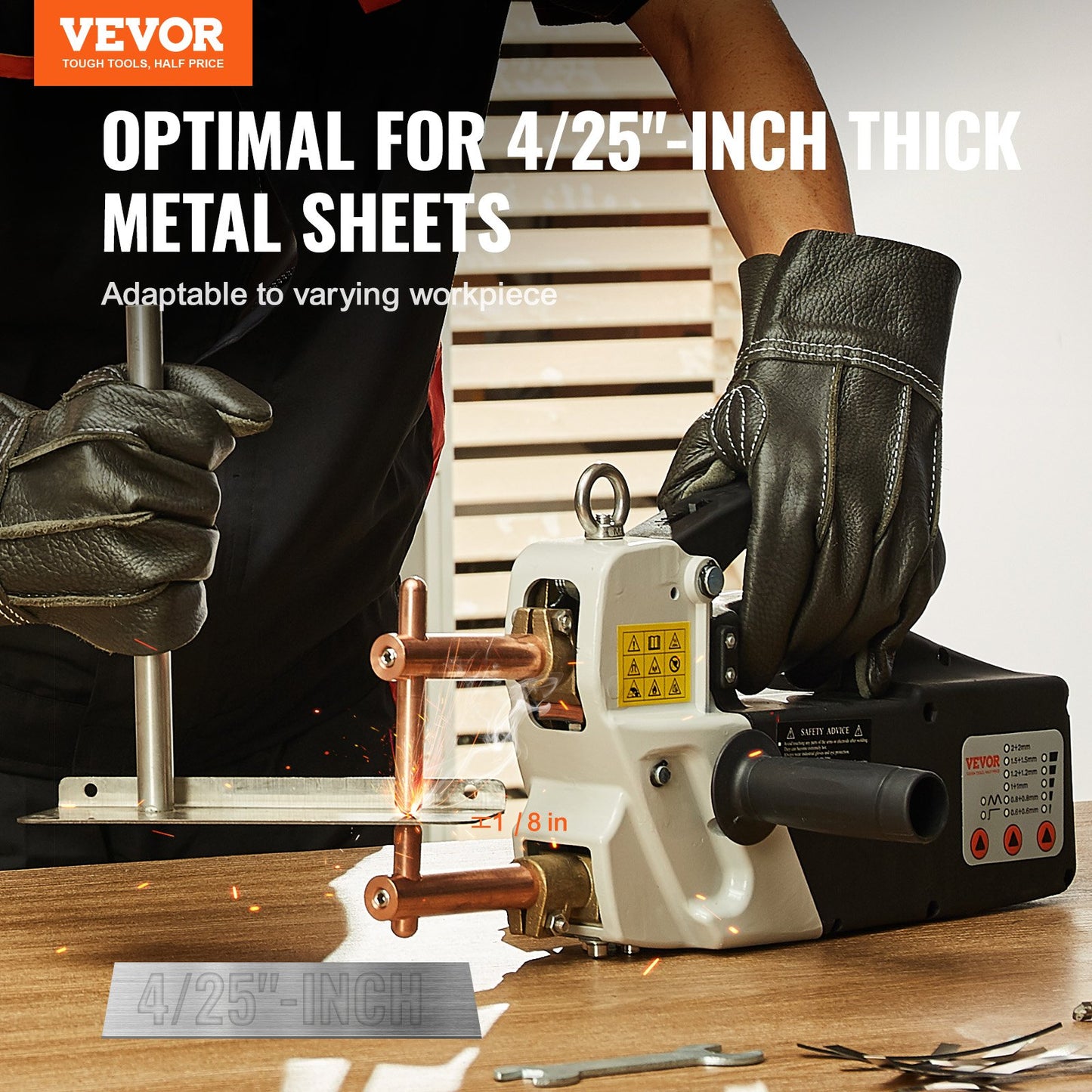 Bärbar punktsvetsmaskin, 4/25-tums tjock punktsvetsmaskin med 9,2KVA ingångskapacitet, handhållen svetsspetspistol Metallplåt punktsvetsmaskin för kolstål, rostfritt stål, aluminiumplåt