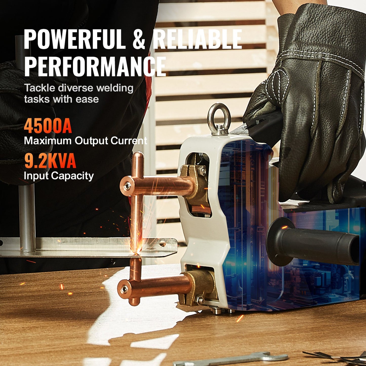 Bärbar punktsvetsmaskin, 4/25-tums tjock punktsvetsmaskin med 9,2KVA ingångskapacitet, handhållen svetsspetspistol Metallplåt punktsvetsmaskin för kolstål, rostfritt stål, aluminiumplåt