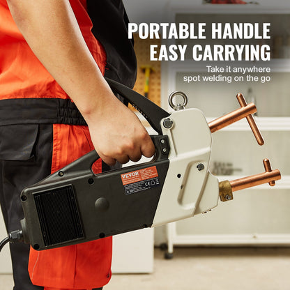 Bärbar punktsvetsmaskin, 4/25-tums tjock punktsvetsmaskin med 9,2KVA ingångskapacitet, handhållen svetsspetspistol Metallplåt punktsvetsmaskin för kolstål, rostfritt stål, aluminiumplåt