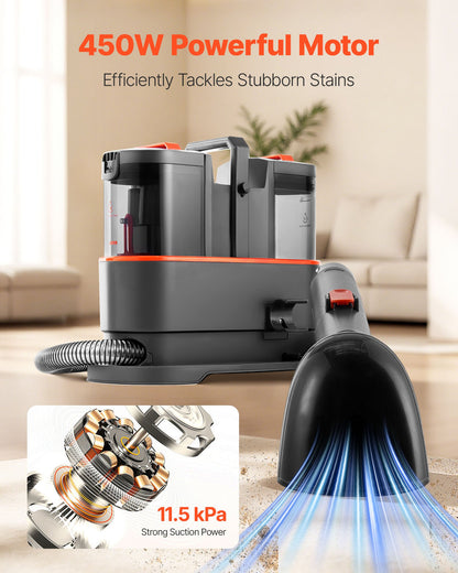 Carpet Cleaner Machine, 50.72 oz Clean Water Tank & 27.05 oz Dirty Water Tank, Portable Upholstery Shampooer, 11.5Kpa Handheld Furniture Extractor, Spot and Stain Deep Cleaner for Rug Couch Car