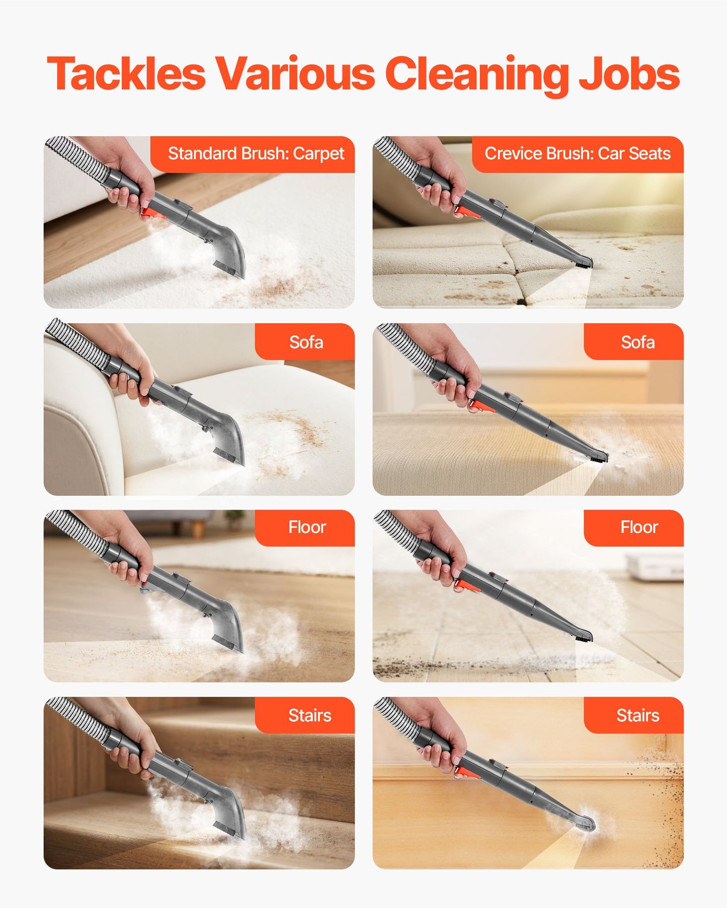 Carpet Cleaner Machine, 50.72 oz Clean Water Tank & 27.05 oz Dirty Water Tank, Portable Upholstery Shampooer, 11.5Kpa Handheld Furniture Extractor, Spot and Stain Deep Cleaner for Rug Couch Car