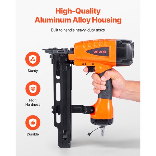 pneumatisk häftpistol, 16 gauge 10,8 mm medellång krona pneumatisk häftpistol 25 mm till 50 mm längd, 70-120 PSI kraftig luftdriven häftpistol för takplåt, väggbeklädnad, staket och undergolv |  EU