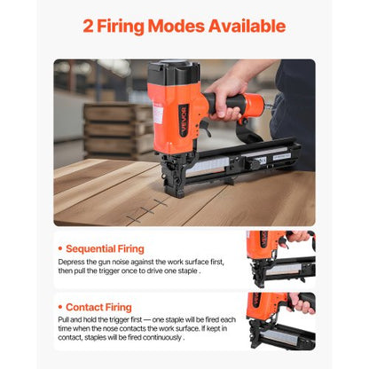 pneumatisk häftpistol, 16 gauge 26,4 mm bred krona pneumatisk häftpistol 16 mm till 38 mm längd, 70-120 PSI lufthäftpistol med två avfyrningslägen för takplåt, väggbeklädnad, staket, undergolv |  EU