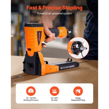 Pneumatisk häftpistol för kartongförslutning, 13 Gauge Pneumatisk häftpistol för kartong för 34,8 mm krona 16 mm och 19 mm längd, djupjusterbar 70-120 PSI lufthäftpistol för lådor, kartongförslutning, förpackning |  EU
