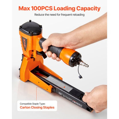 Pneumatisk häftpistol för kartongförslutning, 13 Gauge Pneumatisk häftpistol för kartong för 34,8 mm krona 16 mm och 19 mm längd, djupjusterbar 70-120 PSI lufthäftpistol för lådor, kartongförslutning, förpackning |  EU