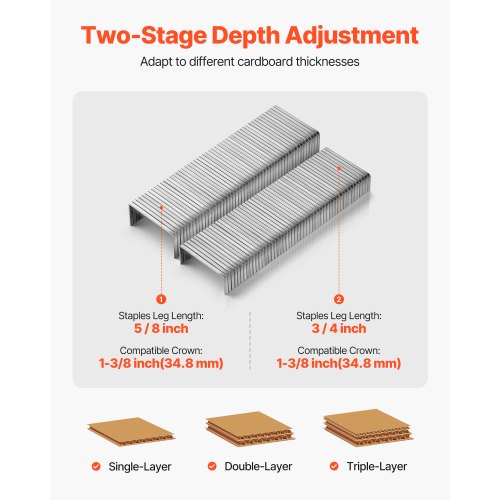 Pneumatisk häftpistol för kartongförslutning, 13 Gauge Pneumatisk häftpistol för kartong för 34,8 mm krona 16 mm och 19 mm längd, djupjusterbar 70-120 PSI lufthäftpistol för lådor, kartongförslutning, förpackning |  EU