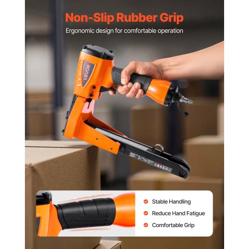 Pneumatisk häftpistol för kartongförslutning, 13 Gauge Pneumatisk häftpistol för kartong för 34,8 mm krona 16 mm och 19 mm längd, djupjusterbar 70-120 PSI lufthäftpistol för lådor, kartongförslutning, förpackning |  EU