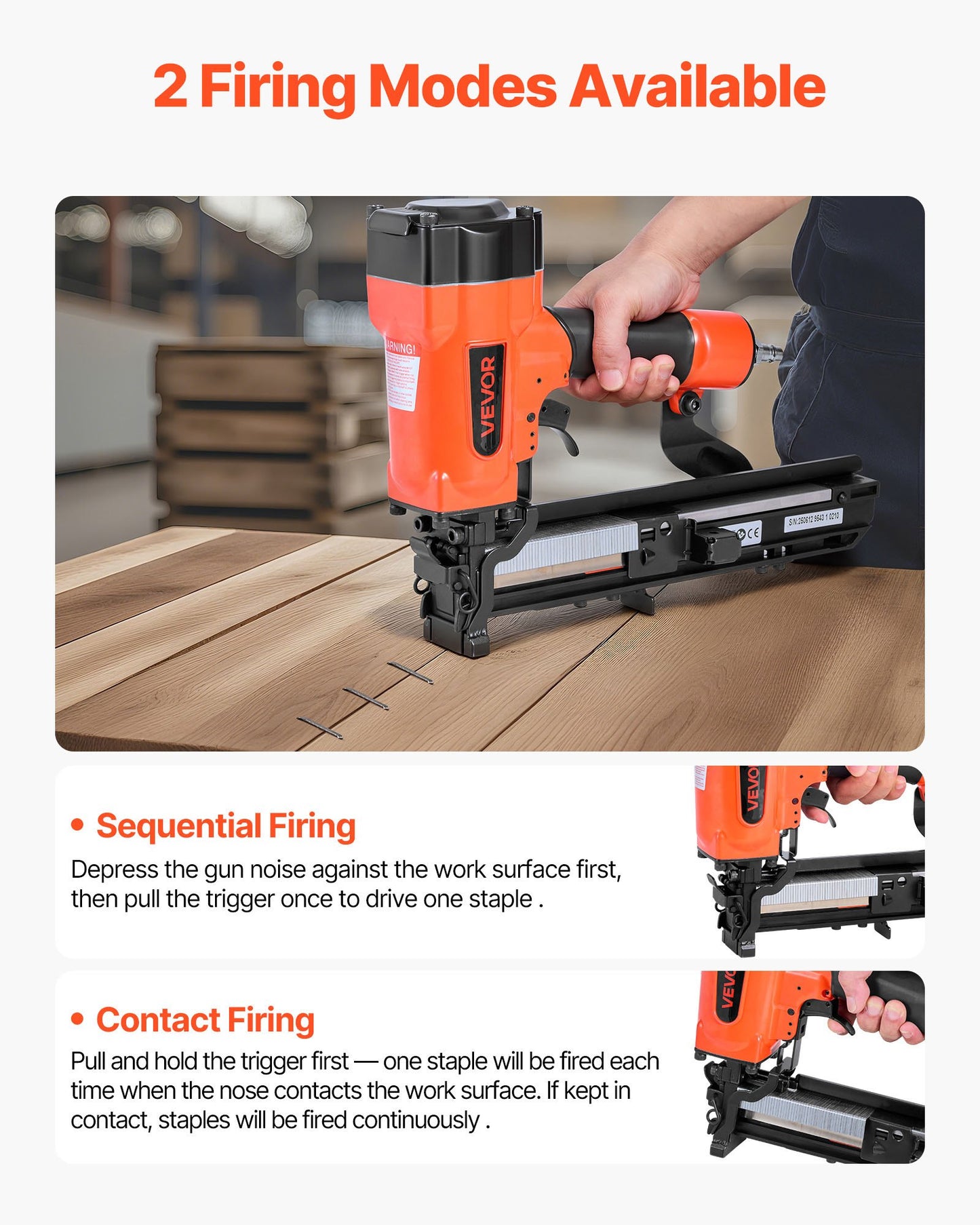 Pneumatic Staple Gun, 16 Gauge 1-inch Wide Crown Pneumatic Stapler 5/8" to 1-1/2" Length, 70-120PSI Air Staple Gun with Two Firing Modes for Roof Decking, Wall Sheathing, Fencing, Subflooring