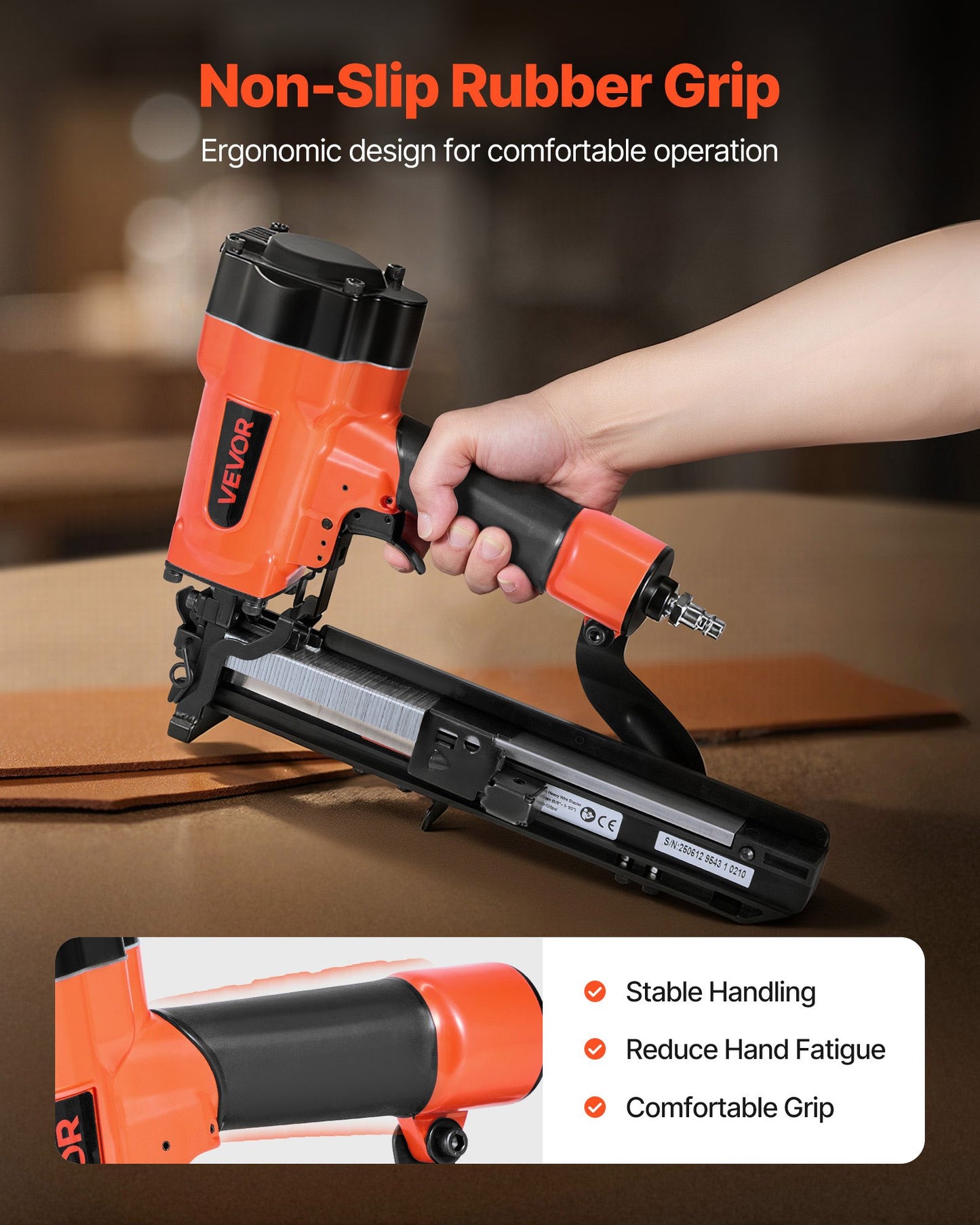 Pneumatic Staple Gun, 16 Gauge 1-inch Wide Crown Pneumatic Stapler 5/8" to 1-1/2" Length, 70-120PSI Air Staple Gun with Two Firing Modes for Roof Decking, Wall Sheathing, Fencing, Subflooring