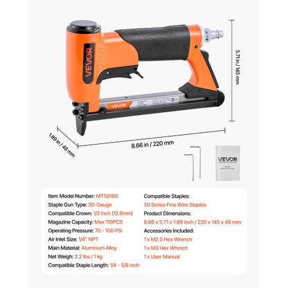 pneumatisk häftpistol, 20 gauge lufthäftpistol för möbelbeklädnad, för 50-seriens fintrådshäftklamrar, 12,8 mm krona, 6 mm-16 mm längd, max 110 st. lufthäftpistol för möbelbeklädnad, träbearbetning, gör-det-själv-projekt |  EU