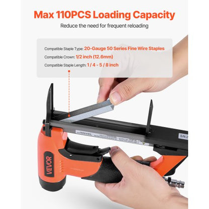 pneumatisk häftpistol, 20 gauge långspetsad häftpistol för möbelbeklädnad, för 50-seriens fintrådshäftklamrar, 12,8 mm krona, 6 mm-16 mm längd, max 110 st. lufthäftpistol för möbelbeklädnad, träbearbetning, gör-det-själv |  EU