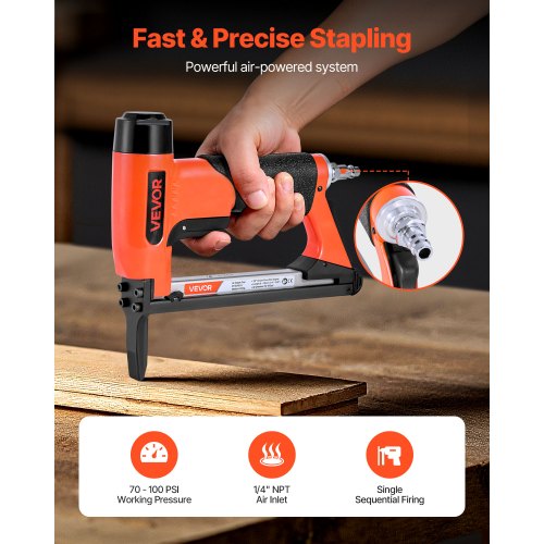 pneumatisk häftpistol, 21 gauge långspetsad häftpistol för möbelbeklädnad i 80-serien, fintrådshäftklamrar, 12,8 mm krona, 6 mm-16 mm längd, max 150 st. lufthäftpistol för möbelbeklädnad, träbearbetning, gör-det-själv |  EU