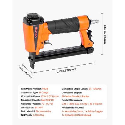 pneumatisk häftpistol, 21 gauge pneumatisk häftpistol för möbelbearbetning, för 80-serien, 12,8 mm krona, 6 mm-16 mm längd, 70-110 PSI lufthäftpistol för träbearbetning, möbelbearbetning, hantverk, gör-det-själv-projekt |  EU