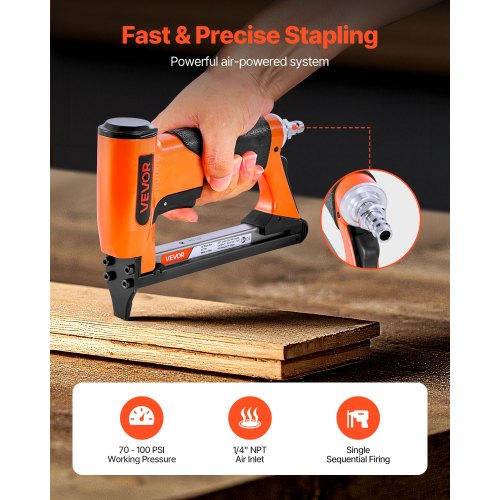 pneumatisk häftpistol, 22 gauge lufthäftpistol för möbelbeklädnad, för 71-seriens fintrådshäftklamrar, 9,5 mm krona, 6–16 mm längd, max 180 st. lufthäftpistol för möbelbeklädnad, träbearbetning och gör-det-själv-projekt |  EU