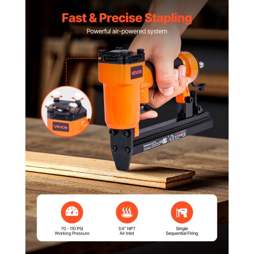 pneumatisk häftpistol, 22 gauge pneumatisk häftpistol för möbelbearbetning, för fintrådshäftklamrar i 71-serien, 9,1 mm krona, 4 mm–16 mm längd, 70–110 PSI lufthäftpistol för träbearbetning, möbelbearbetning, gör-det-själv-projekt |  EU