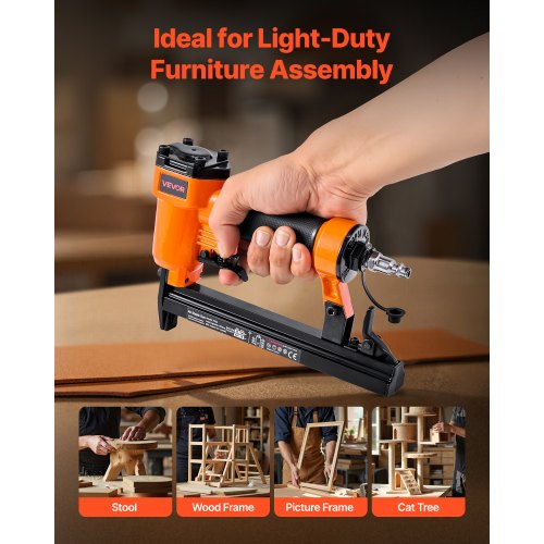 pneumatisk häftpistol, 22 gauge pneumatisk häftpistol för möbelbearbetning, för fintrådshäftklamrar i 71-serien, 9,1 mm krona, 4 mm–16 mm längd, 70–110 PSI lufthäftpistol för träbearbetning, möbelbearbetning, gör-det-själv-projekt |  EU